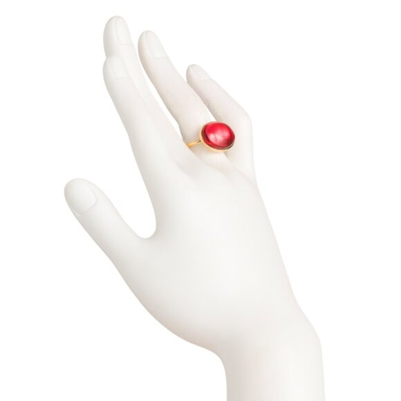 SHAANTI JEWELS  India 18k Sterling Silver Pink Tourmaline Ring - Picture 2 of 2